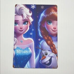 Frozen Themed Metal Sign with Elsa and Anna